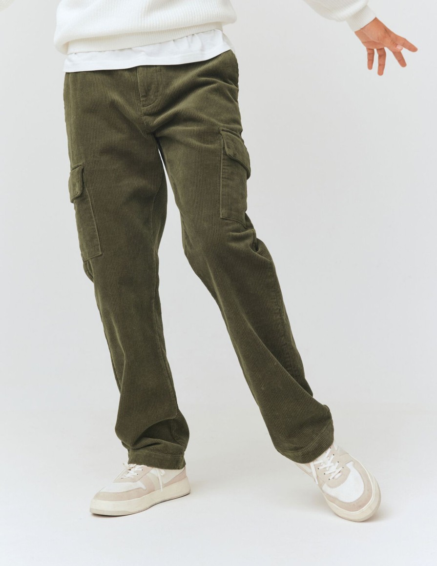 Homme BZB Pantalon | Pantalon Cargo Velours Vert Kaki