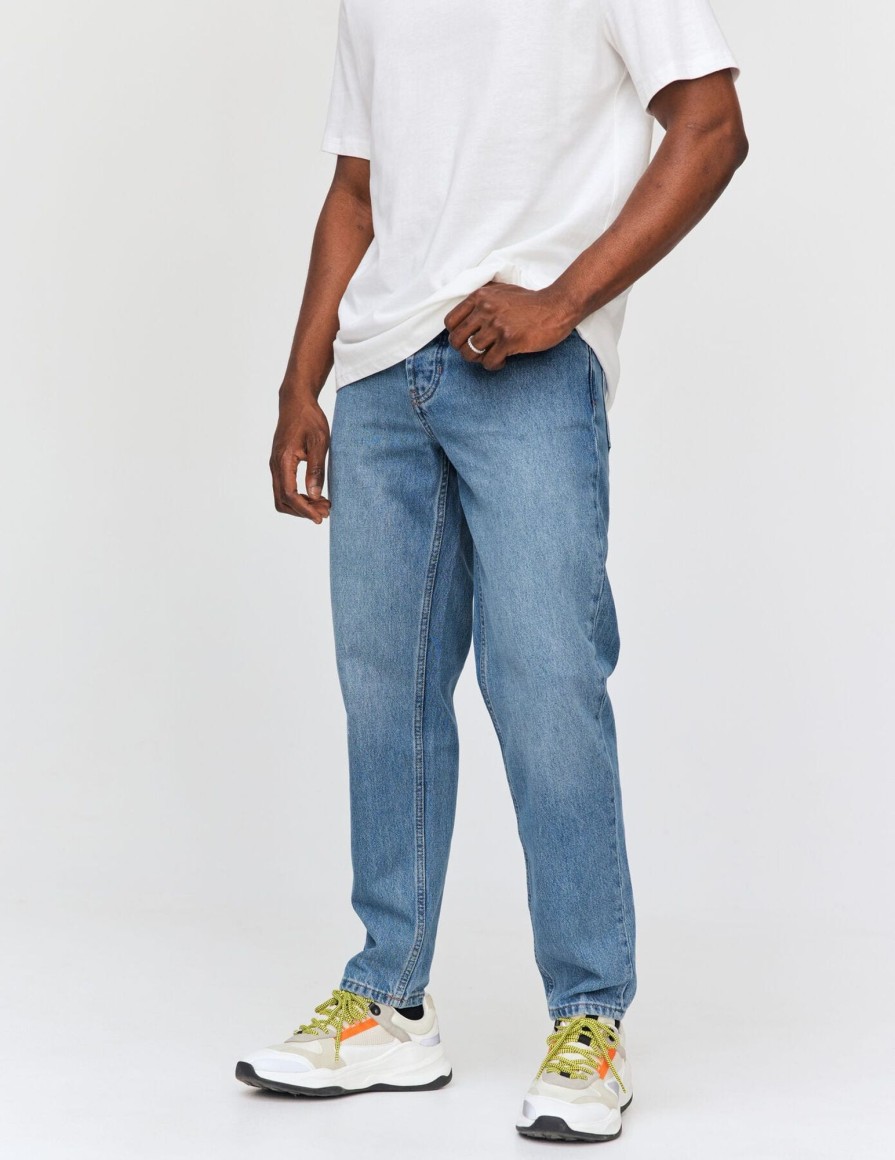 Homme BZB Jeans | Jean Relaxed Stone Used Bleu Moyen