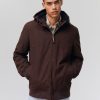 Homme BZB Veste & Blouson | Blouson Chaud Uni Canvas Marron