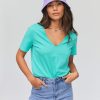 Femme BZB Tee-Shirt & Polo | T-Shirt Col V Bleu Turquoise