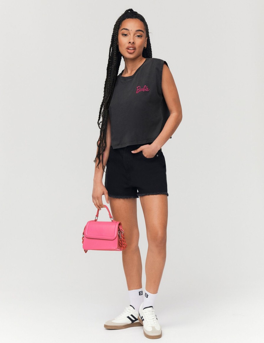 Femme BZB Tee-Shirt & Polo | T-Shirt Licence Barbie Sans Manches Noir