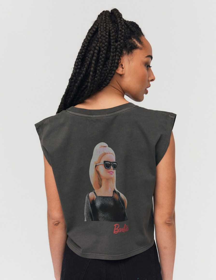 Femme BZB Tee-Shirt & Polo | T-Shirt Licence Barbie Sans Manches Noir