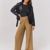 Femme BZB Pantalon | Pantalon Plisse Brillant Marron