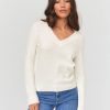 Femme BZB Pull | Pull Col V Uni Blanc