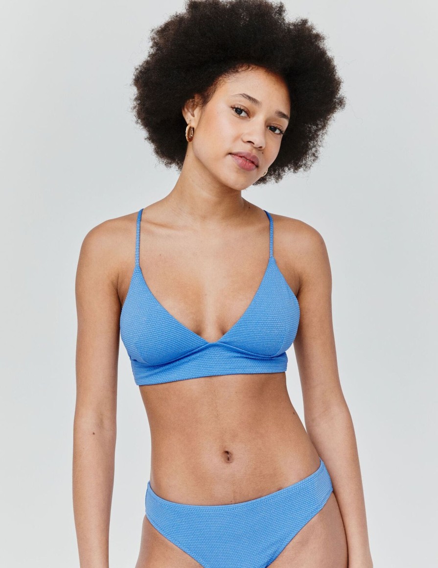 Femme BZB Maillots De Bain | Haut De Maillot De Bain Triangle Uni Bleu Clair