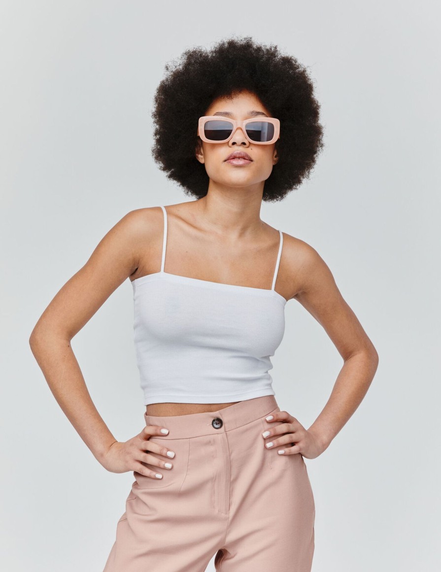 Femme BZB Top & Debardeur | Top Bustier En Coton Blanc