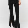 Femme BZB Pantalon | Pantalon Flare En Velours A Fentes Noir