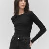 Femme BZB Tee-Shirt & Polo | T-Shirt Cotele Uni Noir