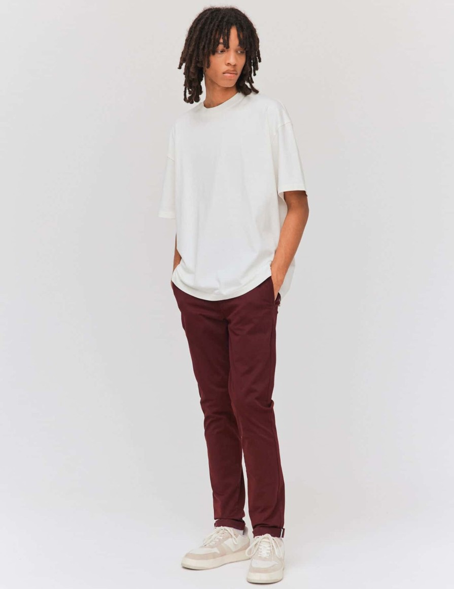 Homme BZB Pantalon | Pantalon Chino Ajuste Bourgogne