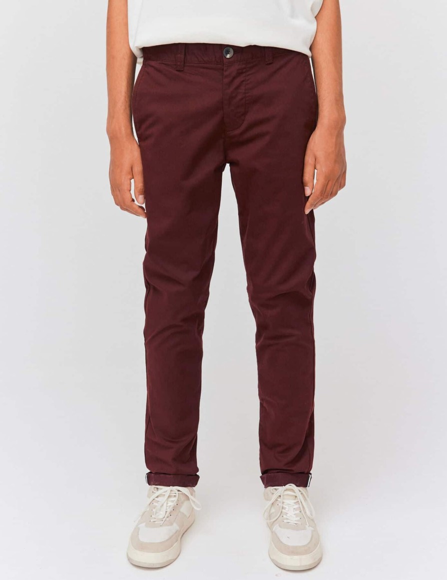 Homme BZB Pantalon | Pantalon Chino Ajuste Bourgogne