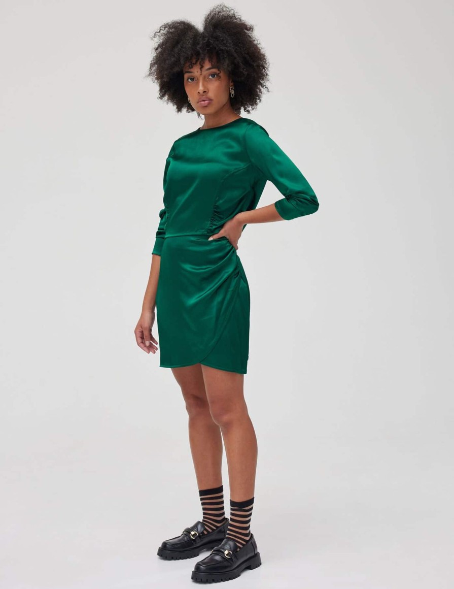 Femme BZB Jupe | Jupe Satin Vert