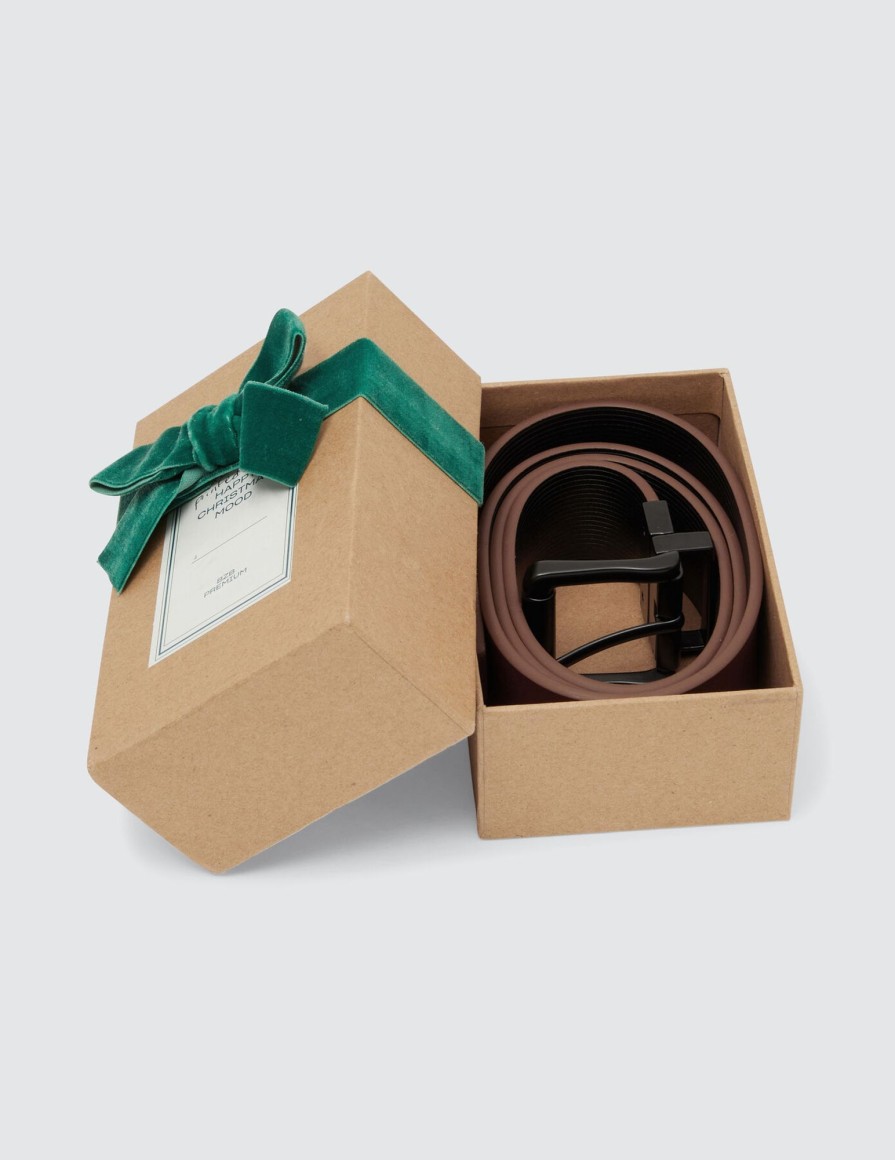 Homme BZB Ceinture | Coffret Cadeau Ceinture Cuir Reversible Camel