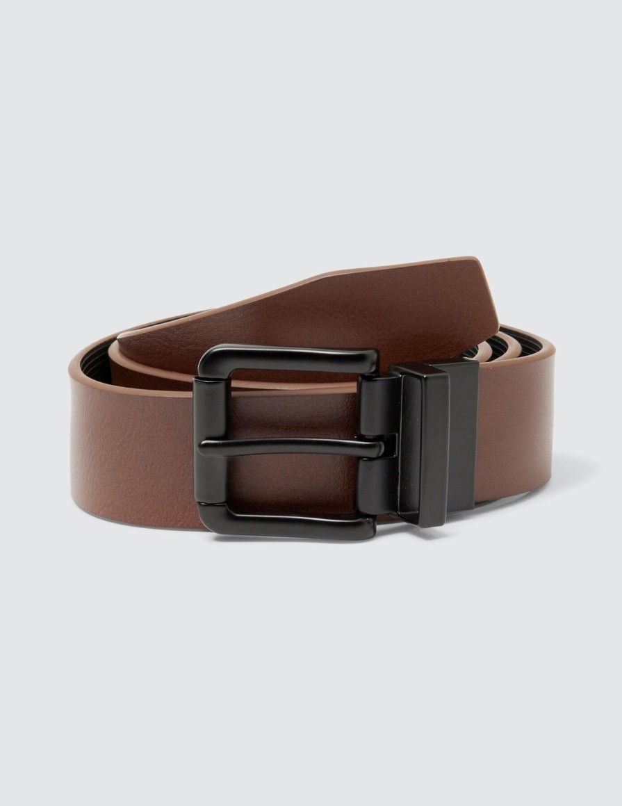 Homme BZB Ceinture | Coffret Cadeau Ceinture Cuir Reversible Camel