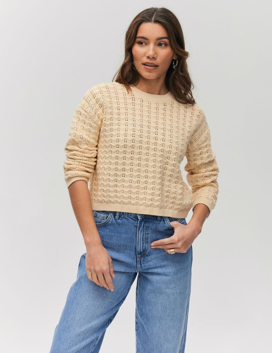 Femme BZB Pull | Pull En Crochet Uni Rose Pale