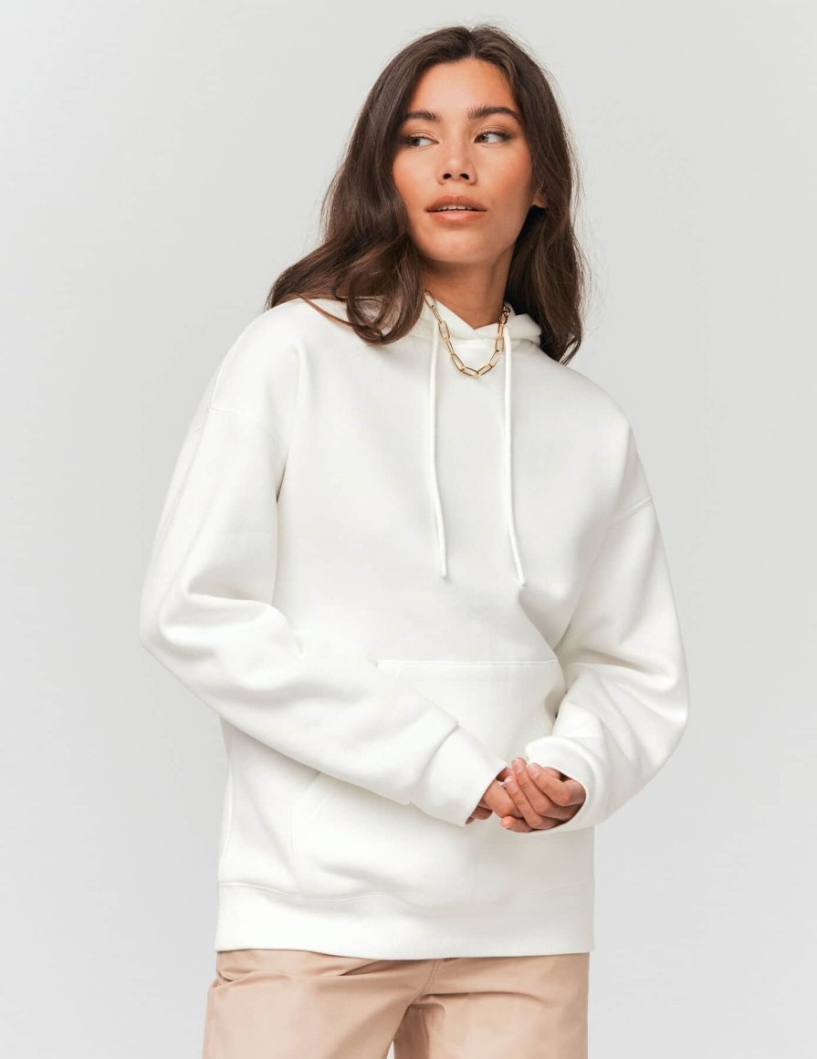 Femme BZB Sweat | Sweat Capuche Oversize Blanc