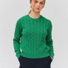 Femme BZB Pull | Pull Torsade Uni Vert