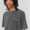 Homme BZB Tee-Shirt | T-Shirt Delave Brode Gris Fonce