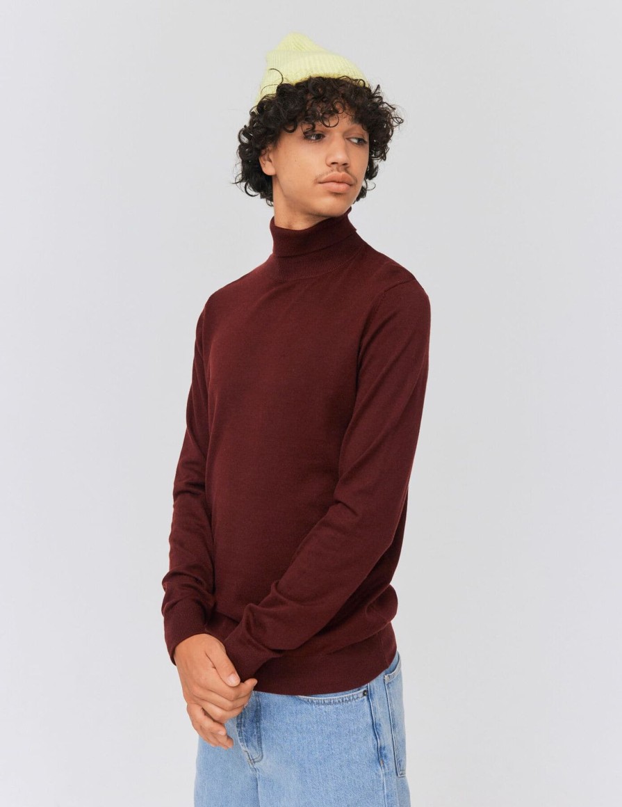 Homme BZB Pull | Pull Col Roule Bourgogne