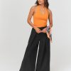 Femme BZB Pantalon | Pantalon Pareo En Lin Noir