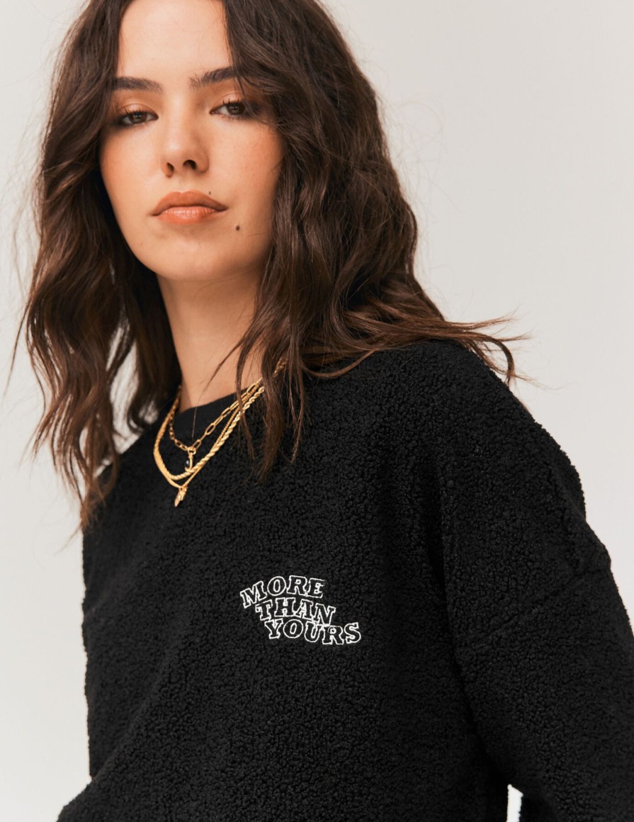 Femme BZB Sweat | Sweat Sherpa Brode Noir