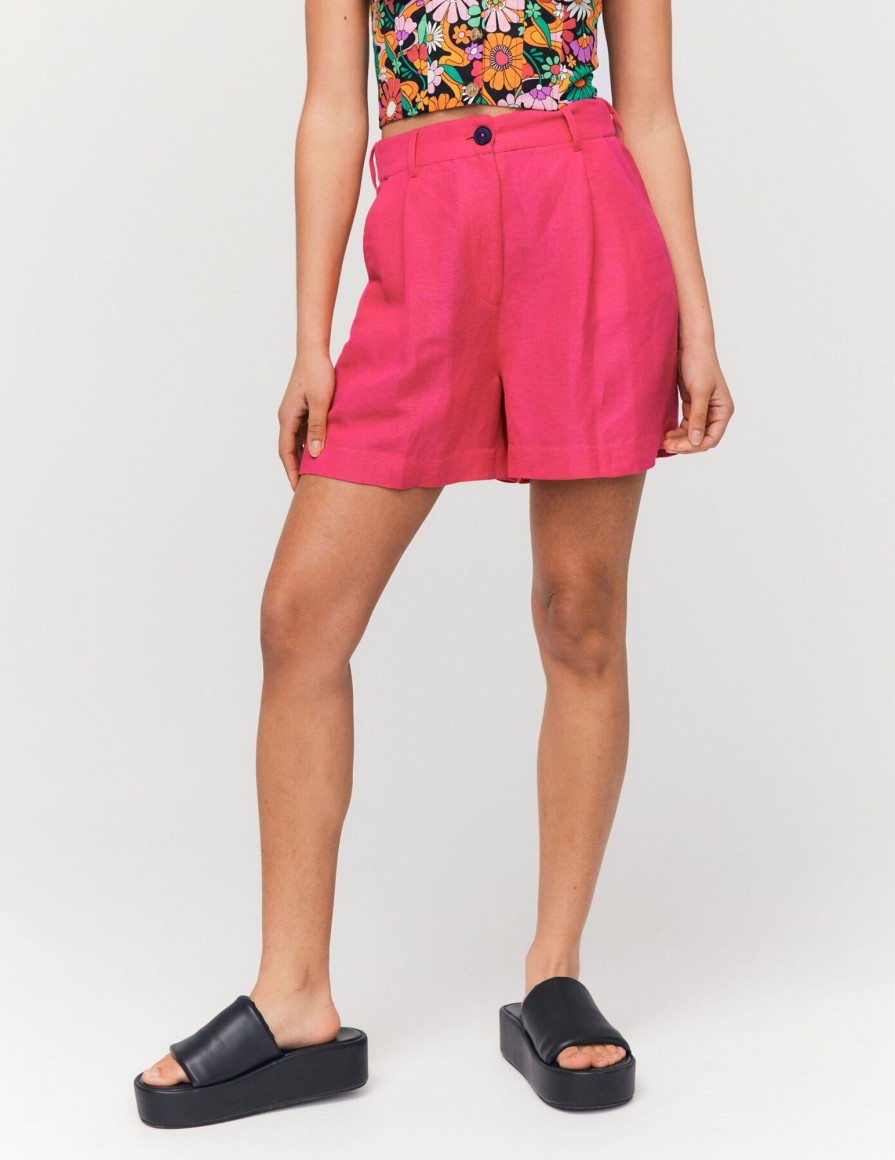 Femme BZB Short | Short A Pinces En Lin Rose