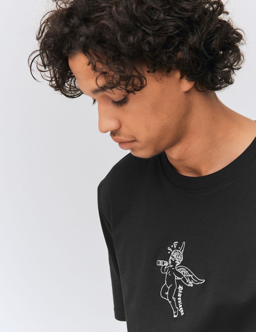 Homme BZB Tee-Shirt | T-Shirt Brode Ange Noir