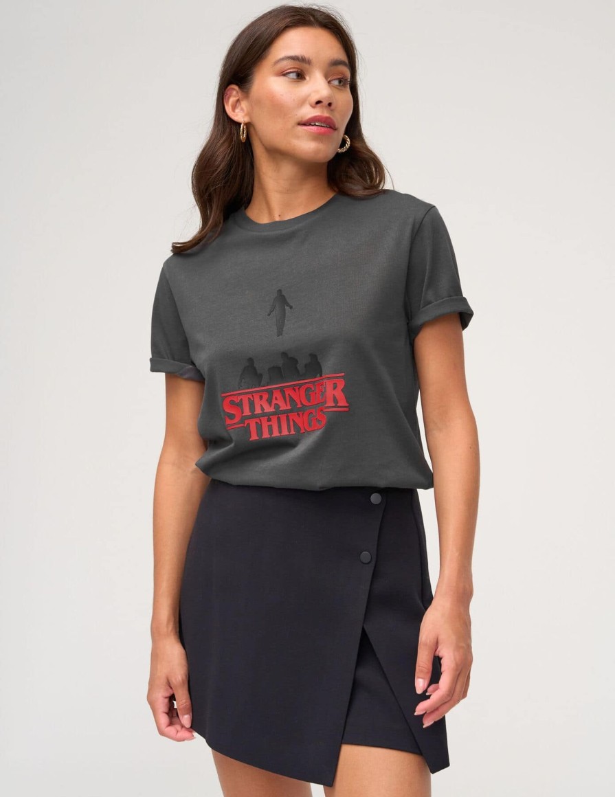 Femme BZB Tee-Shirt & Polo | T-Shirt Licence Stranger Things Gris Fonce