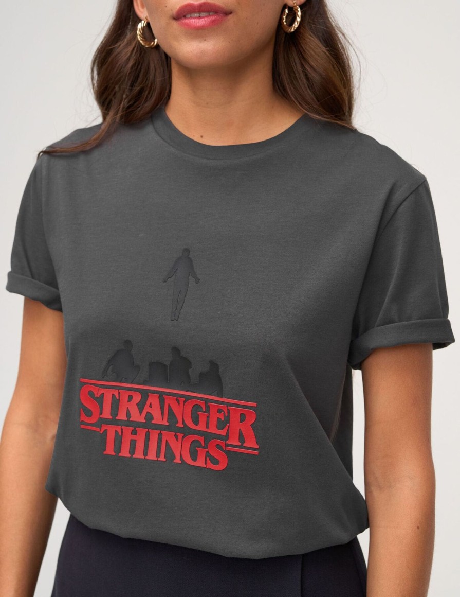 Femme BZB Tee-Shirt & Polo | T-Shirt Licence Stranger Things Gris Fonce