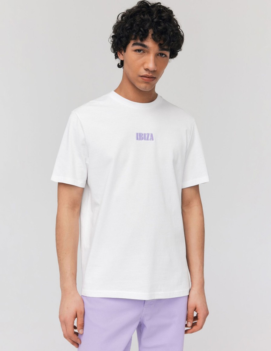 Homme BZB Tee-Shirt | T-Shirt A Message Brode Blanc