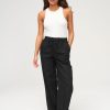 Femme BZB Pantalon | Pantalon Fluide En Lin Noir