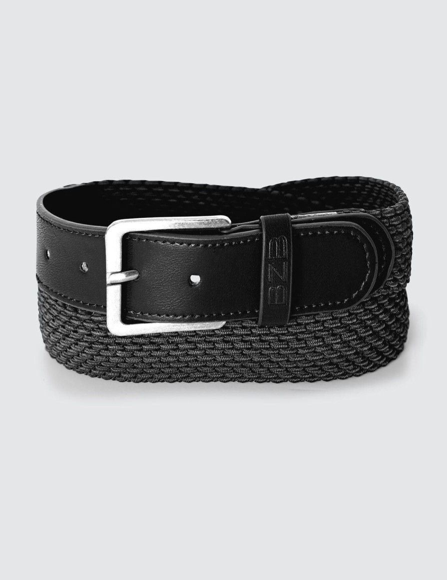 Homme BZB Ceinture | Ceinture Tressee Elastique Noir