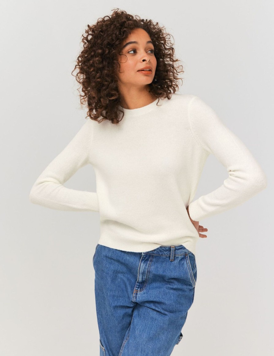 Femme BZB Pull | Pull Col Rond Uni Blanc