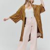 Femme BZB Veste & Blouson | Kimono Long Raye Vert Kaki