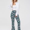 Femme BZB Pantalon | Pantalon Jacquard Fleuris Vert