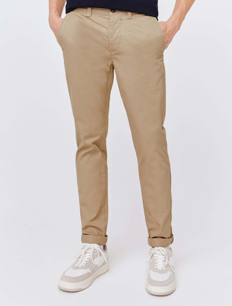 Homme BZB Pantalon | Pantalon Chino Ajuste Marron