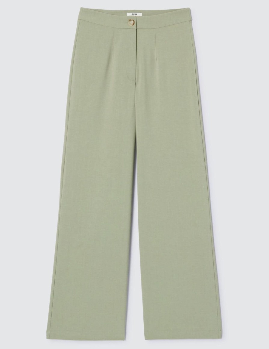 Femme BZB Pantalon | Pantalon Tailleur Vert Clair