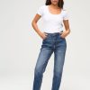 Femme BZB Jeans | Jean Mom Fit Bleu Fonce