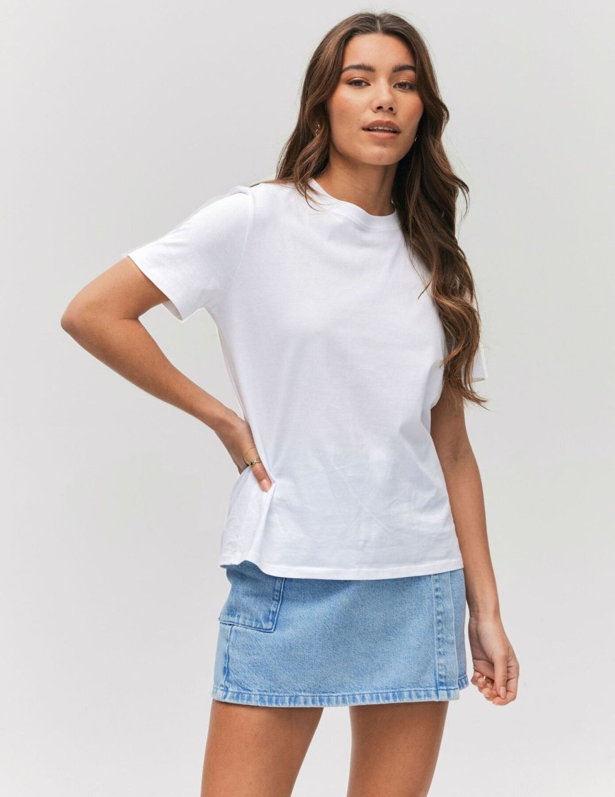 Femme BZB Tee-Shirt & Polo | T-Shirt Basique Uni Blanc