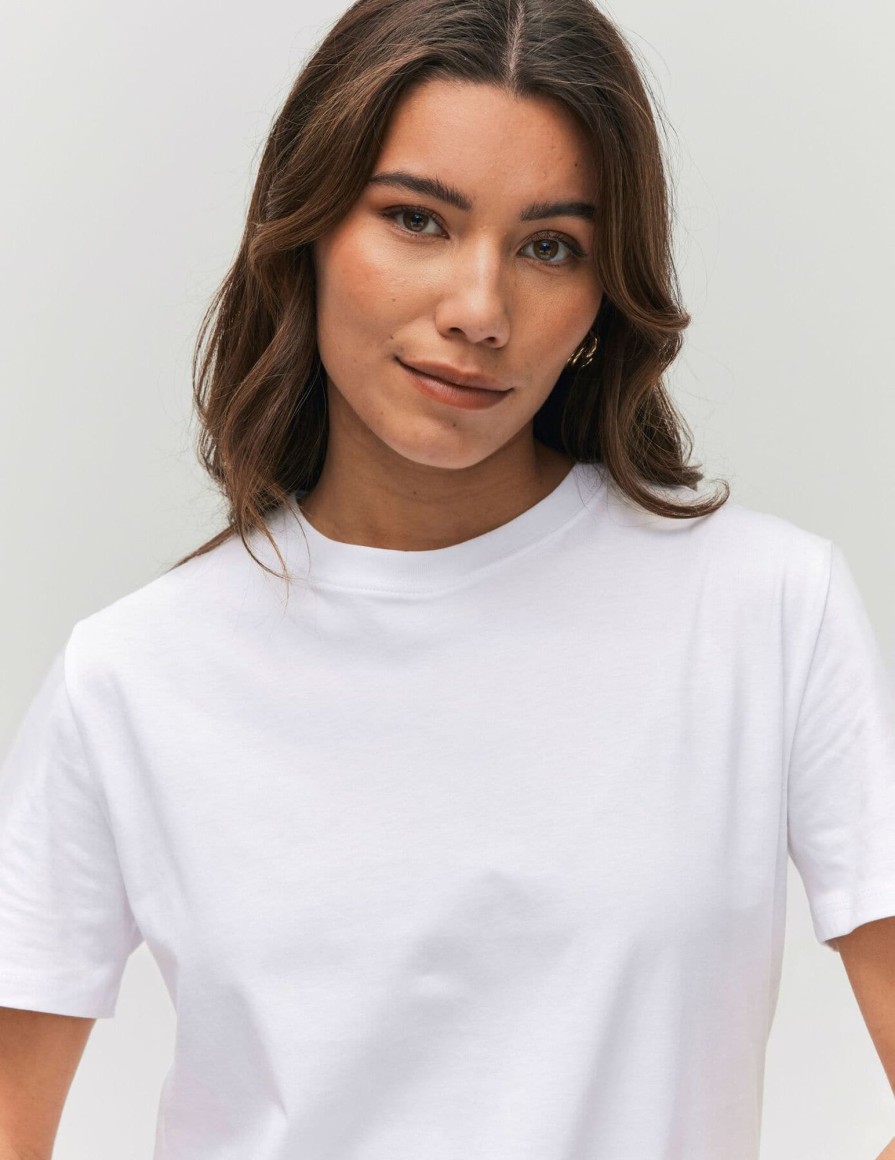 Femme BZB Tee-Shirt & Polo | T-Shirt Basique Uni Blanc