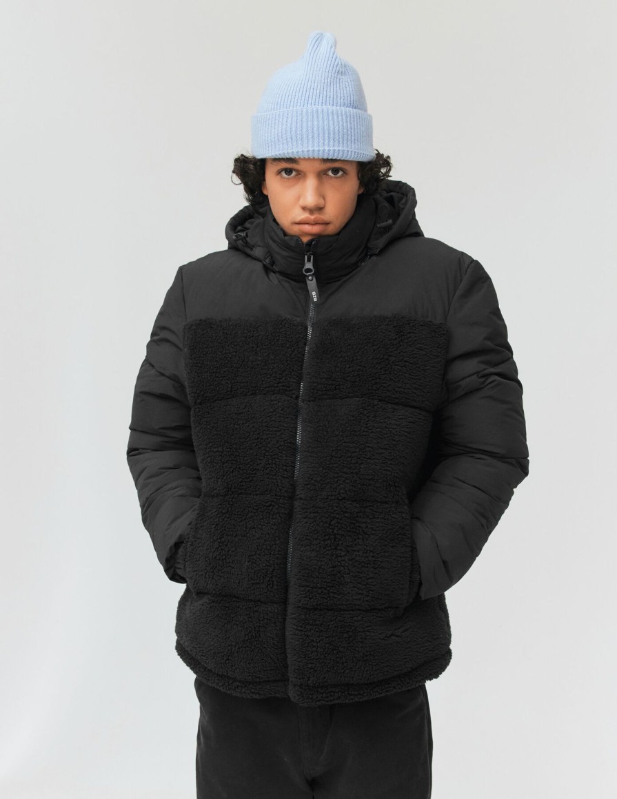 Homme BZB Manteau & Doudoune | Doudoune Sherpa A Capuche Noir