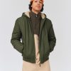 Homme BZB Veste & Blouson | Blouson A Capuche Interieur Sherpa Vert Kaki