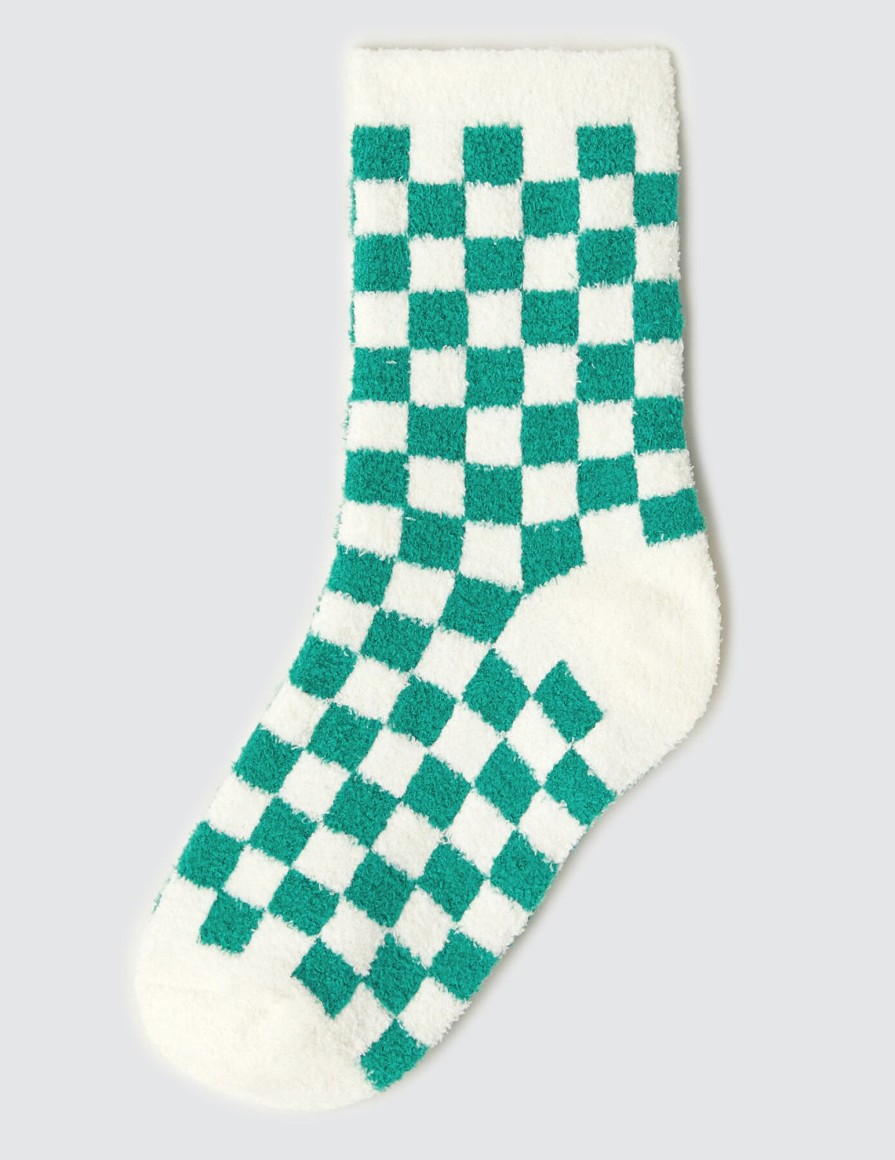 Femme BZB Collants & Chaussettes | Chaussette Unitaire Damier Vert