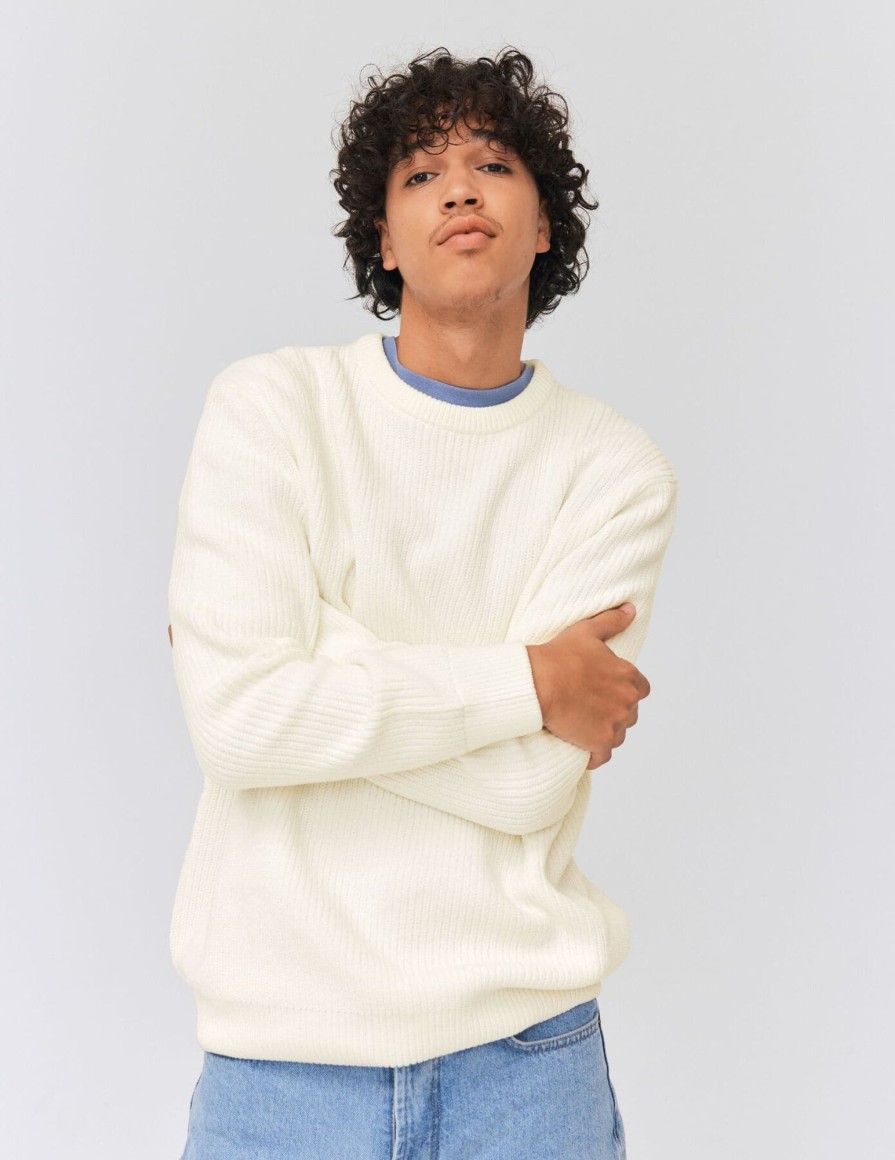 Homme BZB Pull | Pull Touche Velours - Oversize Blanc