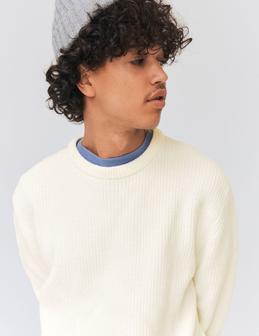 Homme BZB Pull | Pull Touche Velours - Oversize Blanc