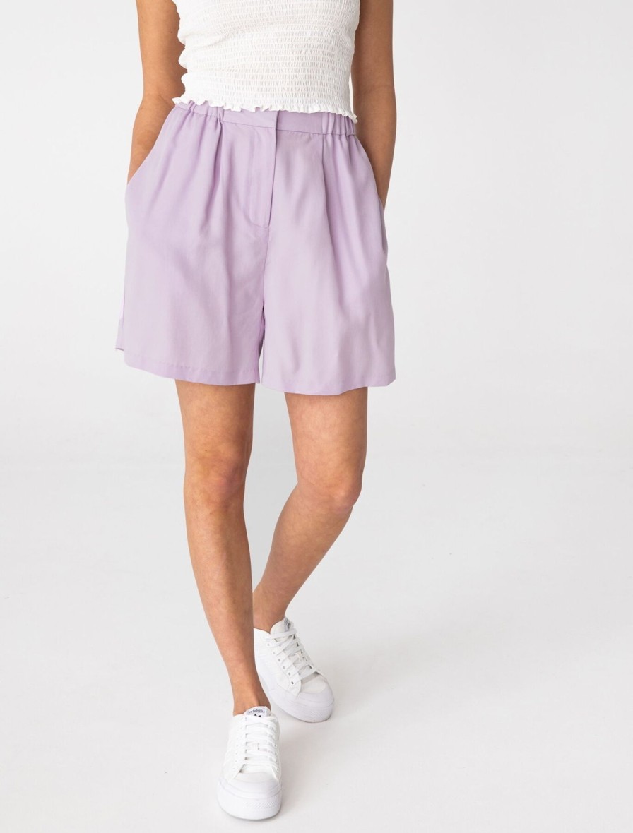 Femme BZB Short | Short Fluide Tencel Violet Clair