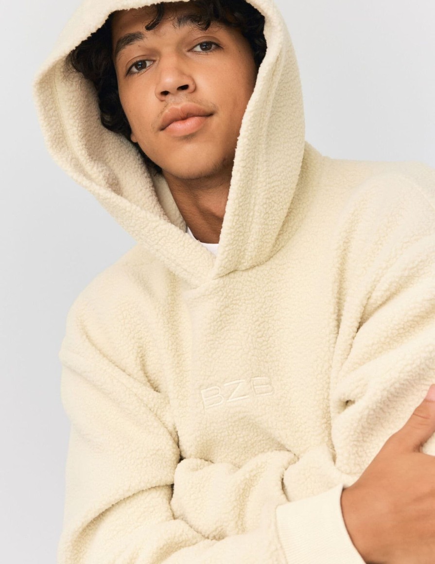 Homme BZB Sweat | Sweat Sherpa A Capuche Ecru