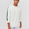 Homme BZB Tee-Shirt | T-Shirt Manches Longues Bandes Blanc