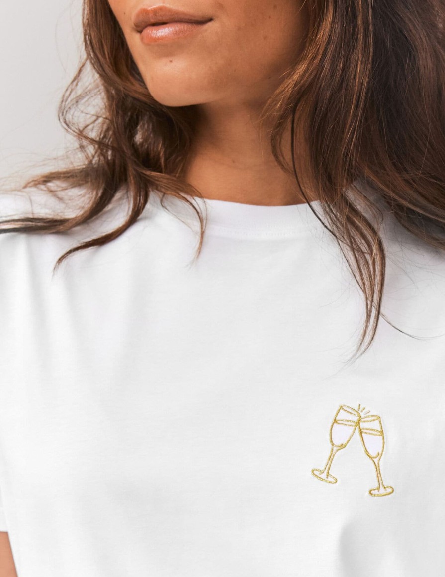 Femme BZB Tee-Shirt & Polo | T-Shirt Brode Coupette Blanc