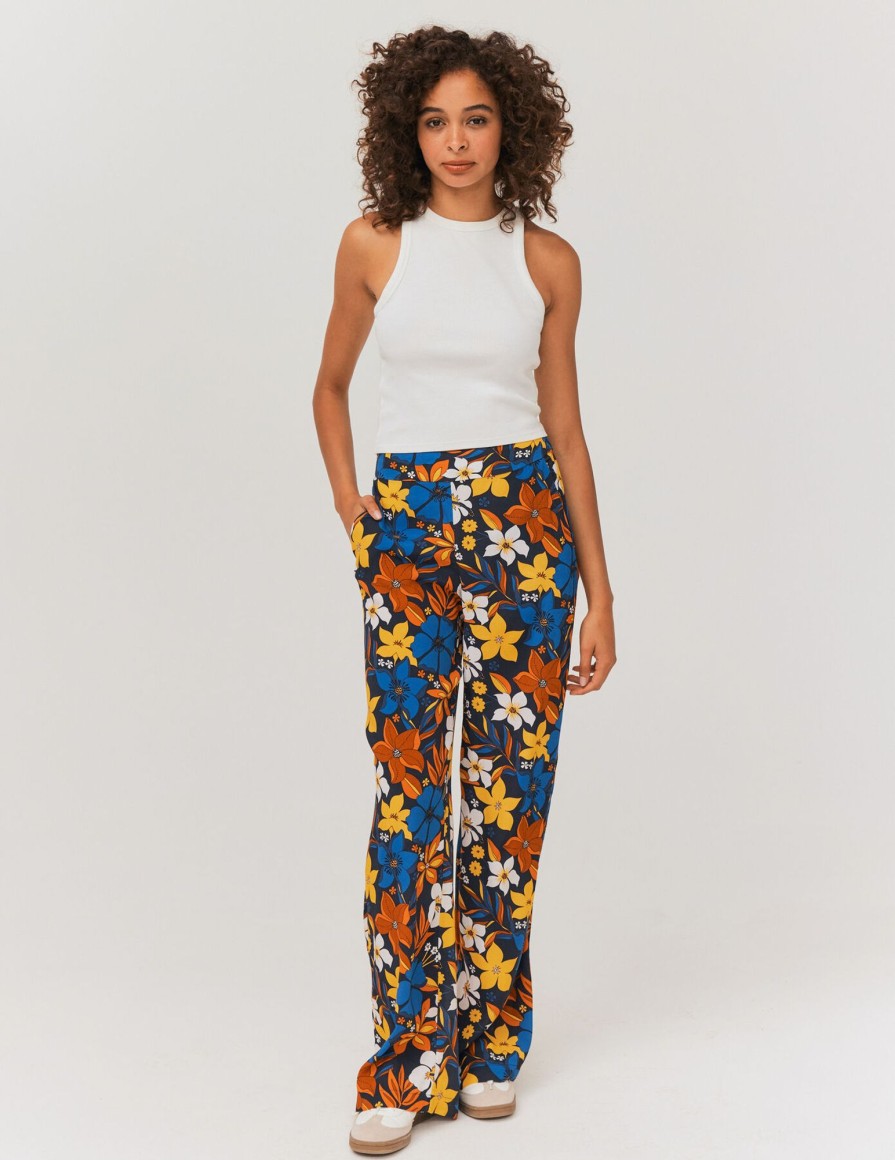 Femme BZB Pantalon | Pantalon Fluide Imprime Multicolore