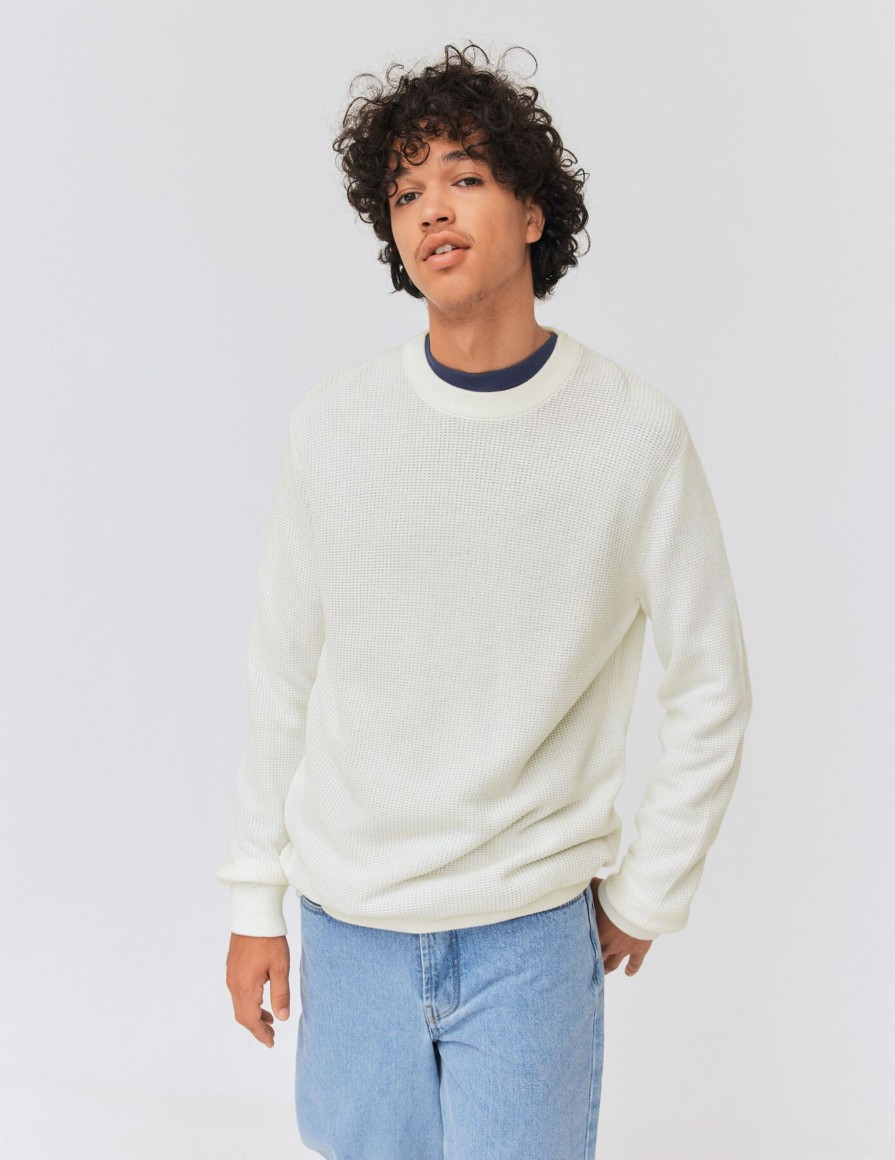 Homme BZB Pull | Pull Jeu De Points Blanc